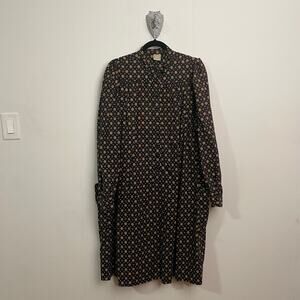Vintage 2XL J. Jill AOP buttons Coraline vibes multicolor long sleeve midi dress